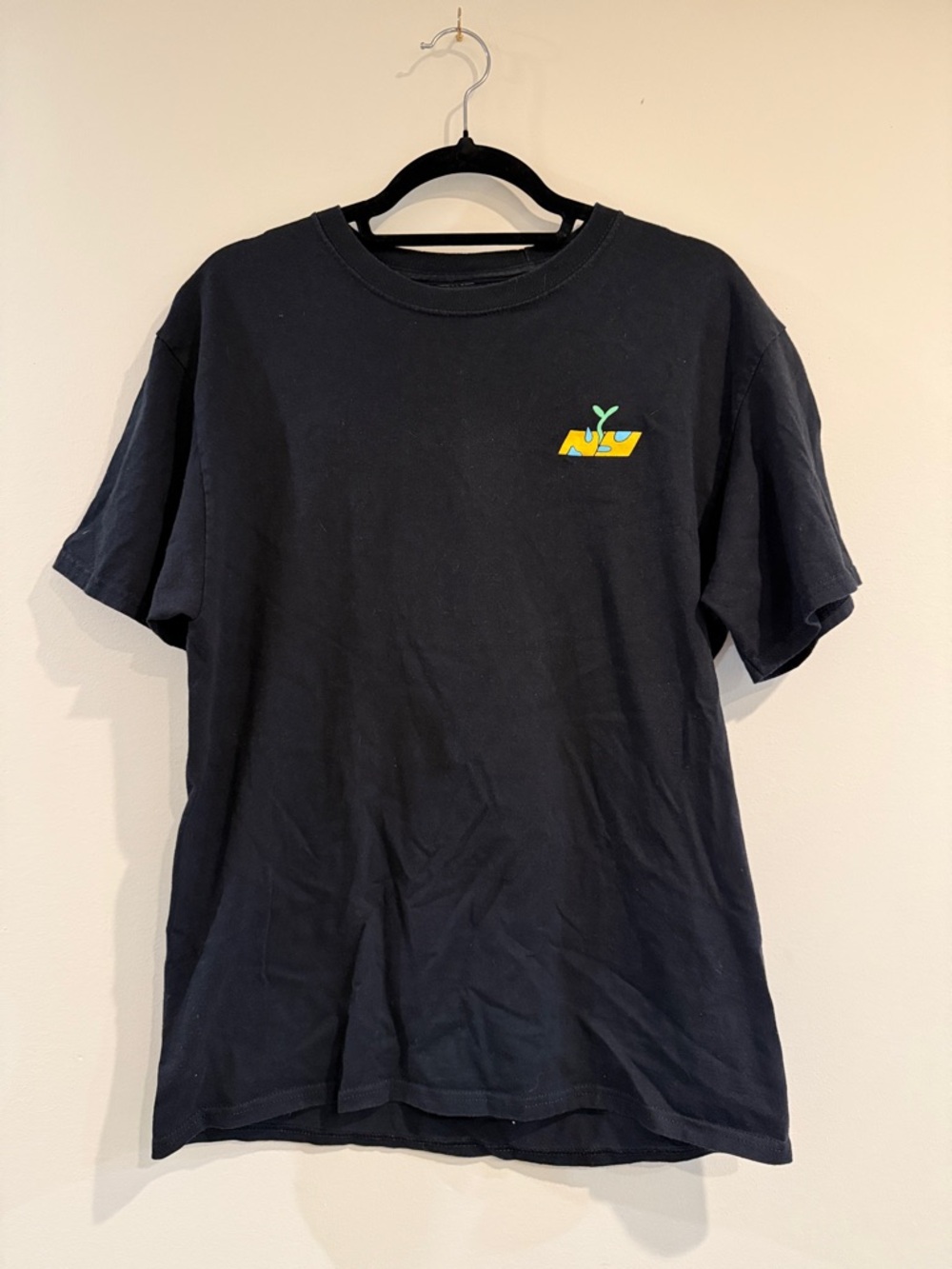 adidas X Naomi Otsu Black Short-Sleeve Tee with Yellow & Green Chest Accent